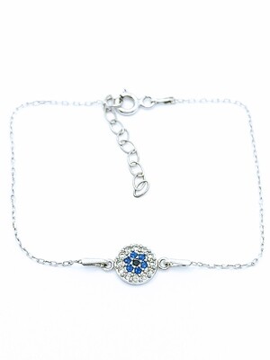 Silver 925 evil eye stone hand bracelet