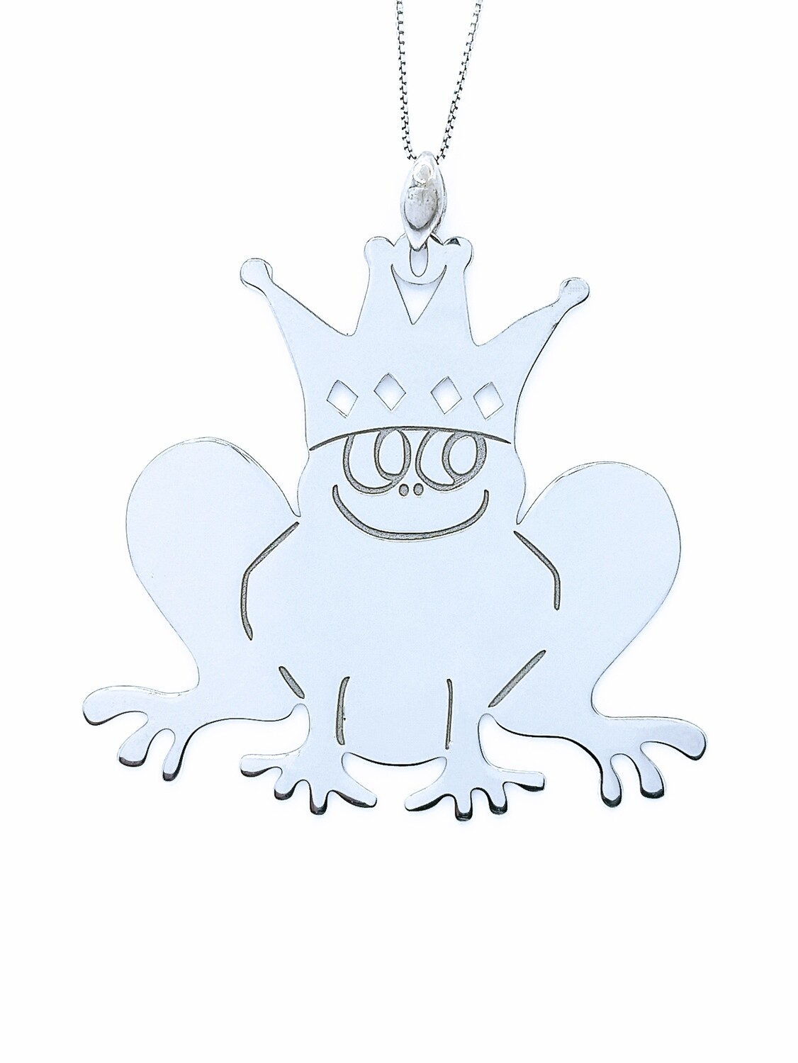 Silver 925 big prince frog necklace