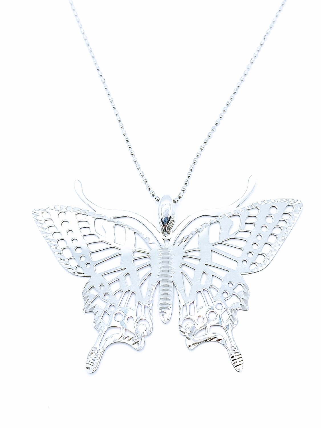 Silver 925 buttefly diamond cut necklace