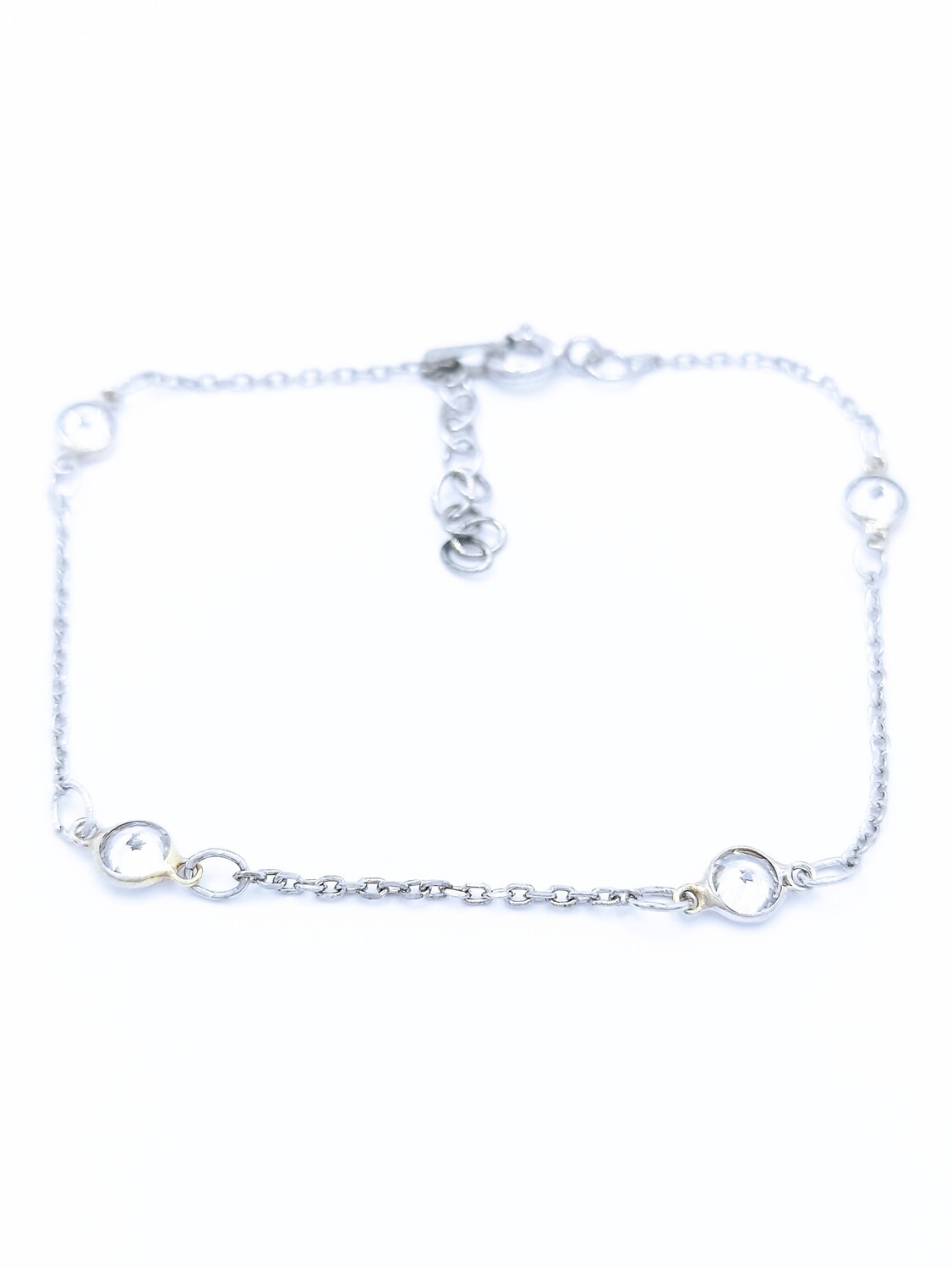 Silver 925 4 round white stone hand bracelet