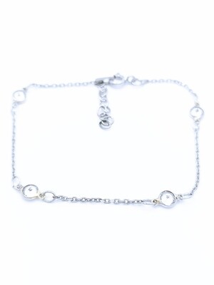 Silver 925 4 round white stone hand bracelet