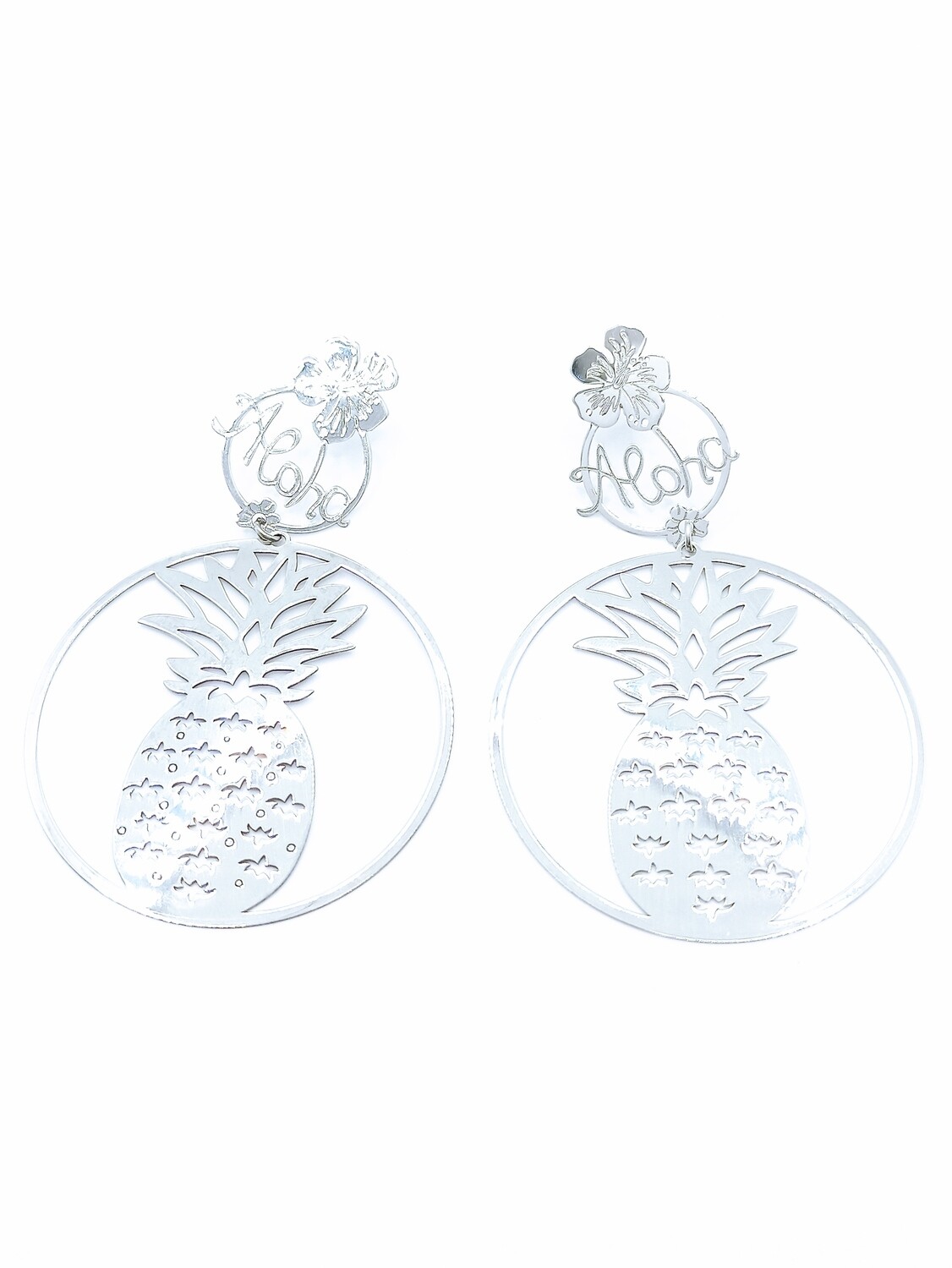 Silver 925 ALOHA PINEAPPLE exotic fruit earrings
