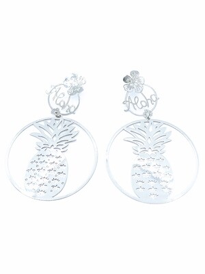 Silver 925 ALOHA PINEAPPLE exotic fruit earrings