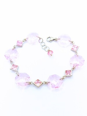 Silver 925 big pink stone hand bracelet