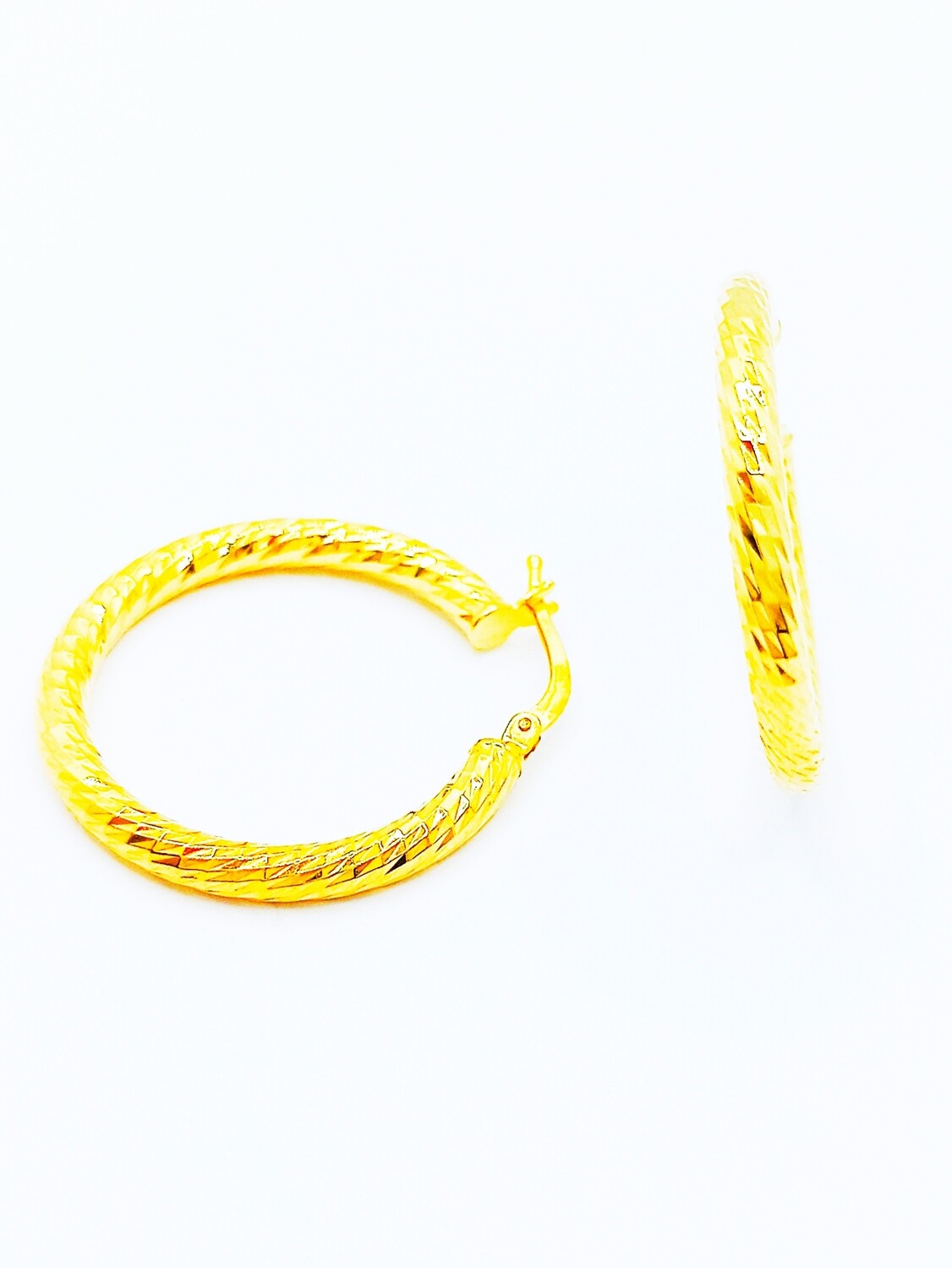 Silver 925 line surface gold hoop earrings