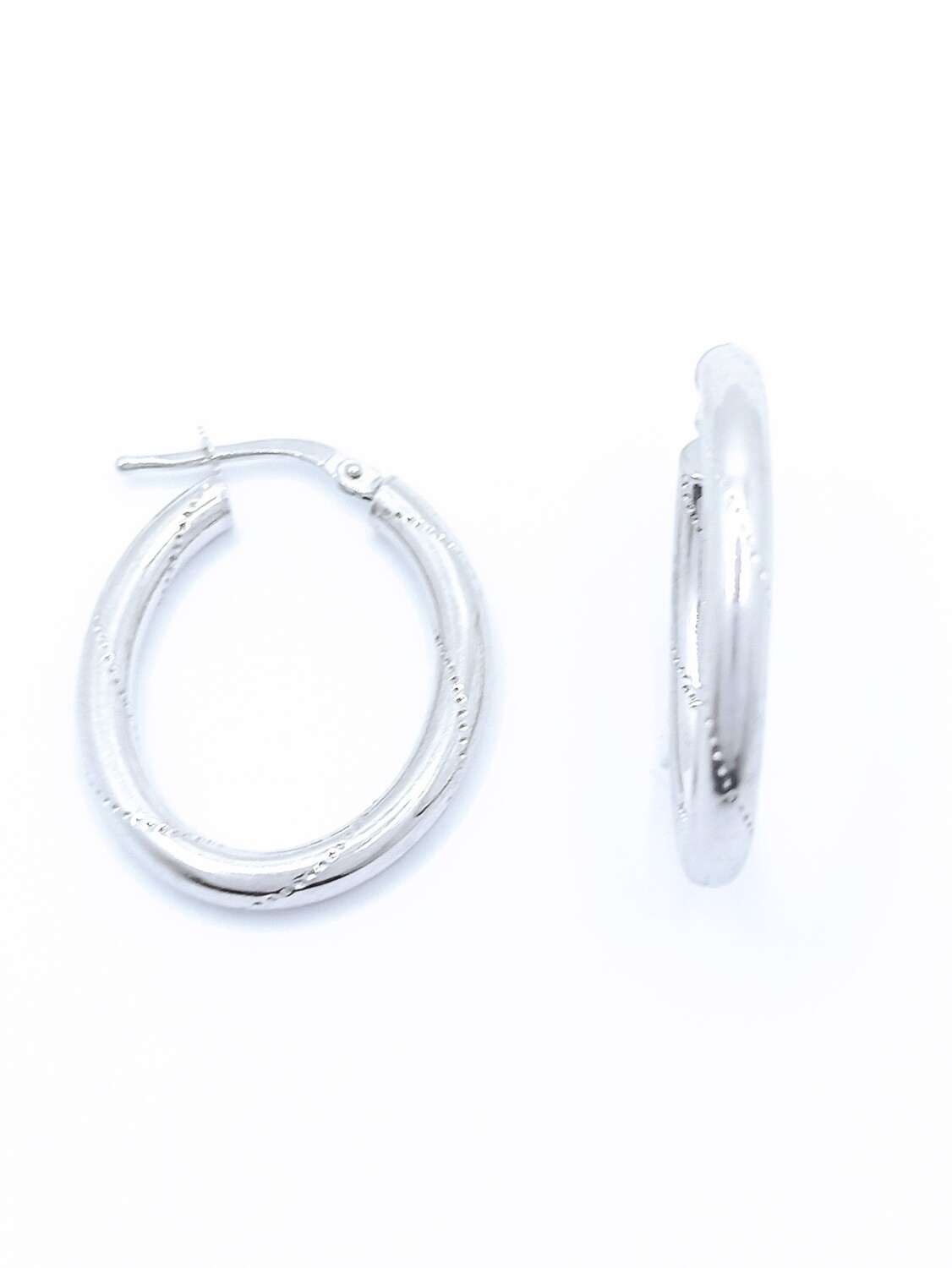 Silver 925 oval hoop earrings