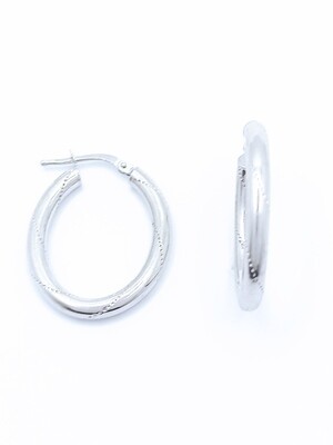 Silver 925 oval hoop earrings