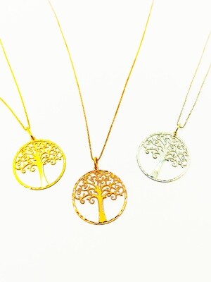 Silver 925 Tree Of Life diamond cut necklcace