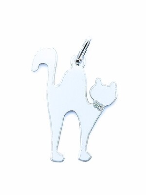 Silver 925  angry cat  design pendant