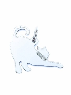 Silver 925 stretching cat design pendant