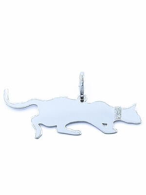 Silver 925  hunting cat design pendant