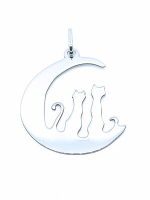 Silver 925 moon cat design pendant