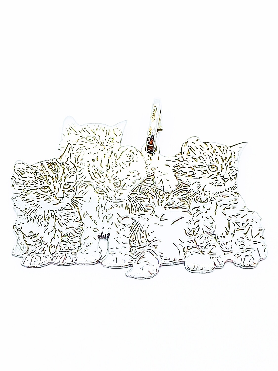 Silver 925 uniq cat  family with details pendant