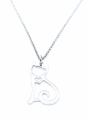 Silver 925  cat design necklace