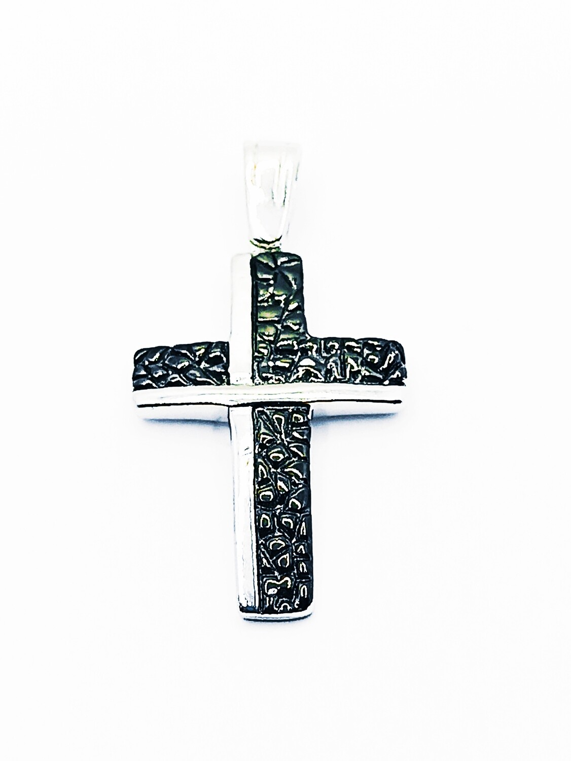 Silver 925  handmade oxidized cross pendant