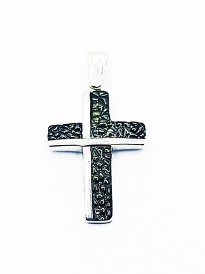 Silver 925  handmade oxidized cross pendant