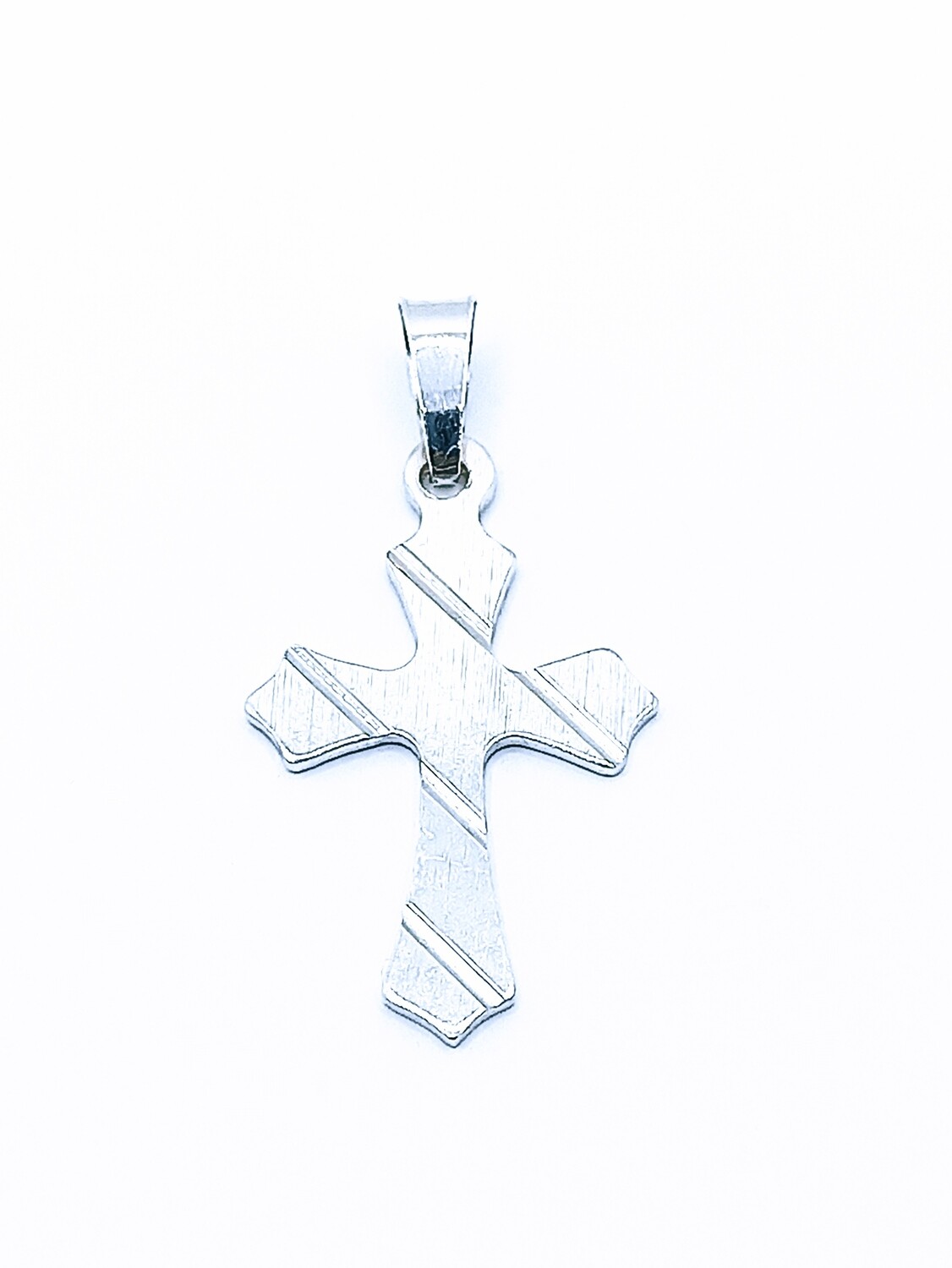 Silver 925 diamond scratched surface cross, MODEL-SIZE: 1 Pendant Height: 3.3cm-Width : 1.7cm
