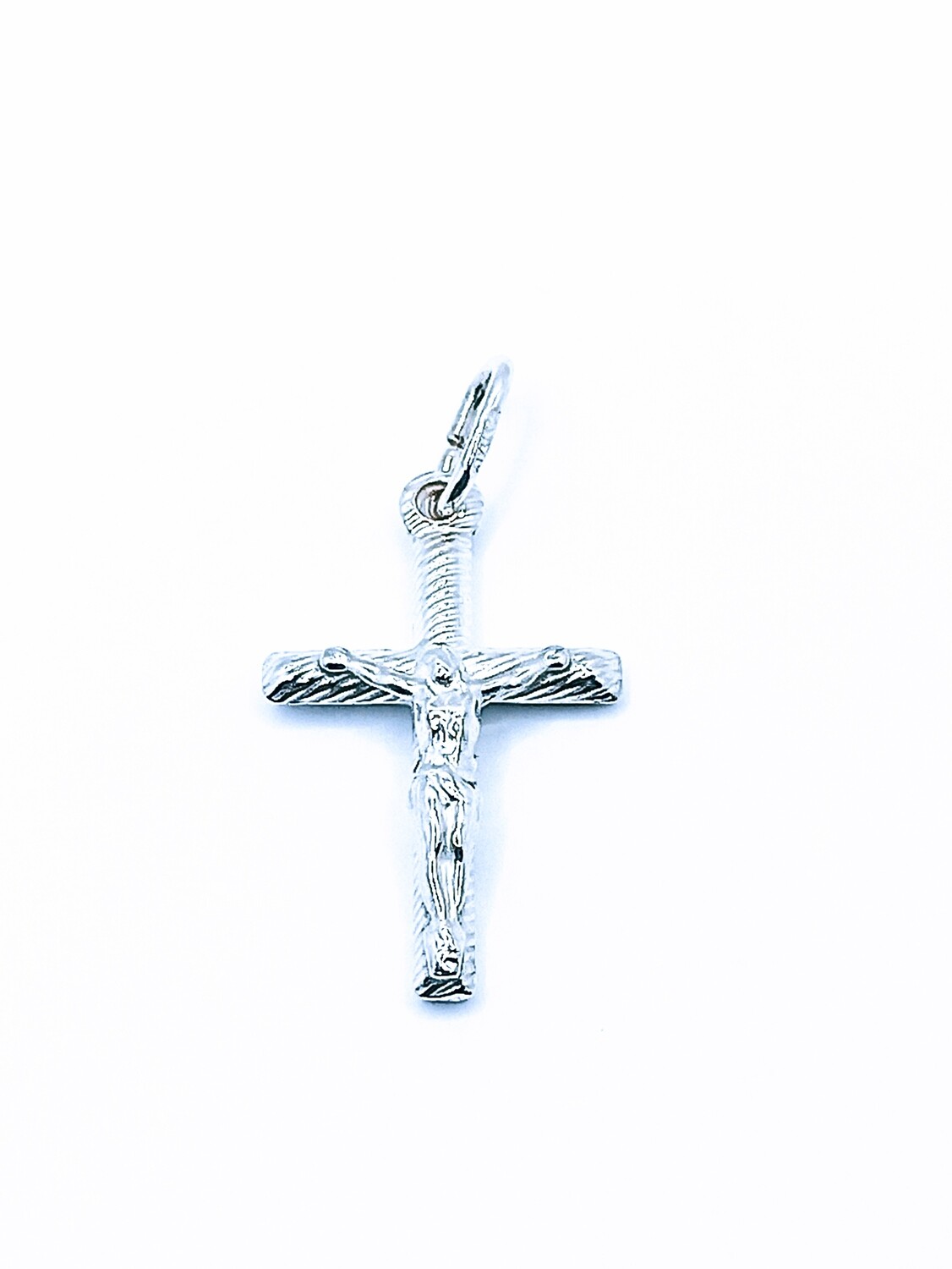 Silver 925 Jesus cross pendant, COLOR: WHITE GOLD PLATED