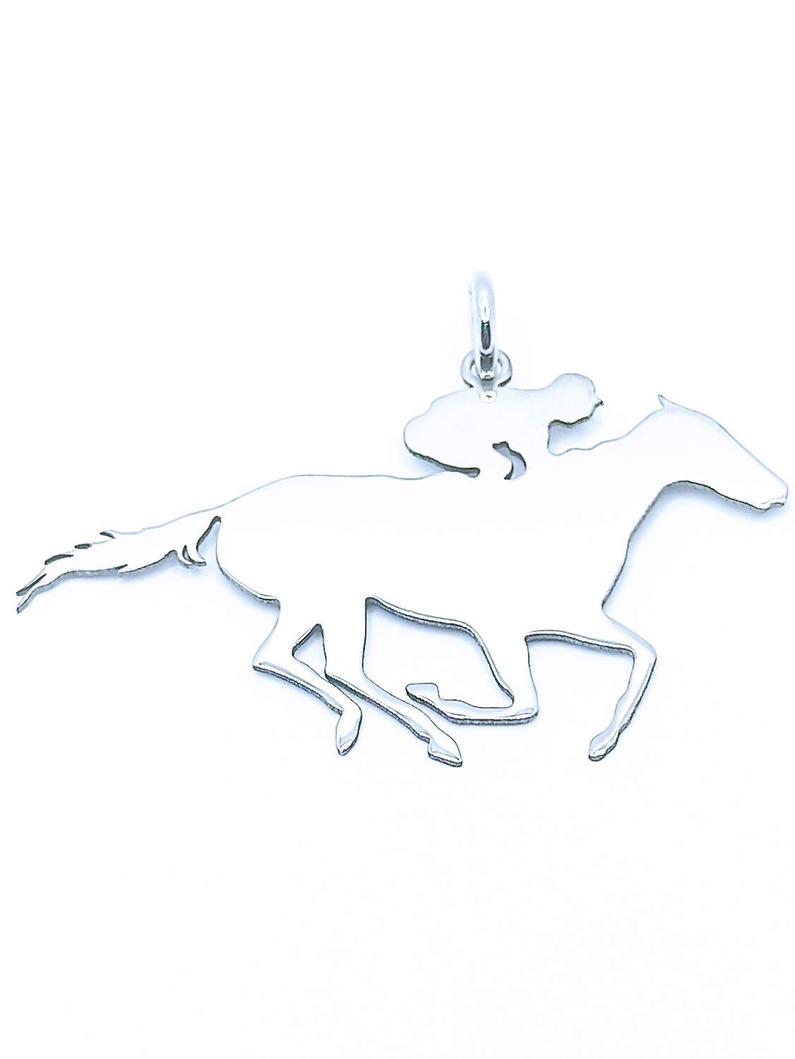 Silver 925 handmade horse with rider design pendant, SIZE-MODEL: 1 Pendant length : 3cm   Pendant width : 4cm