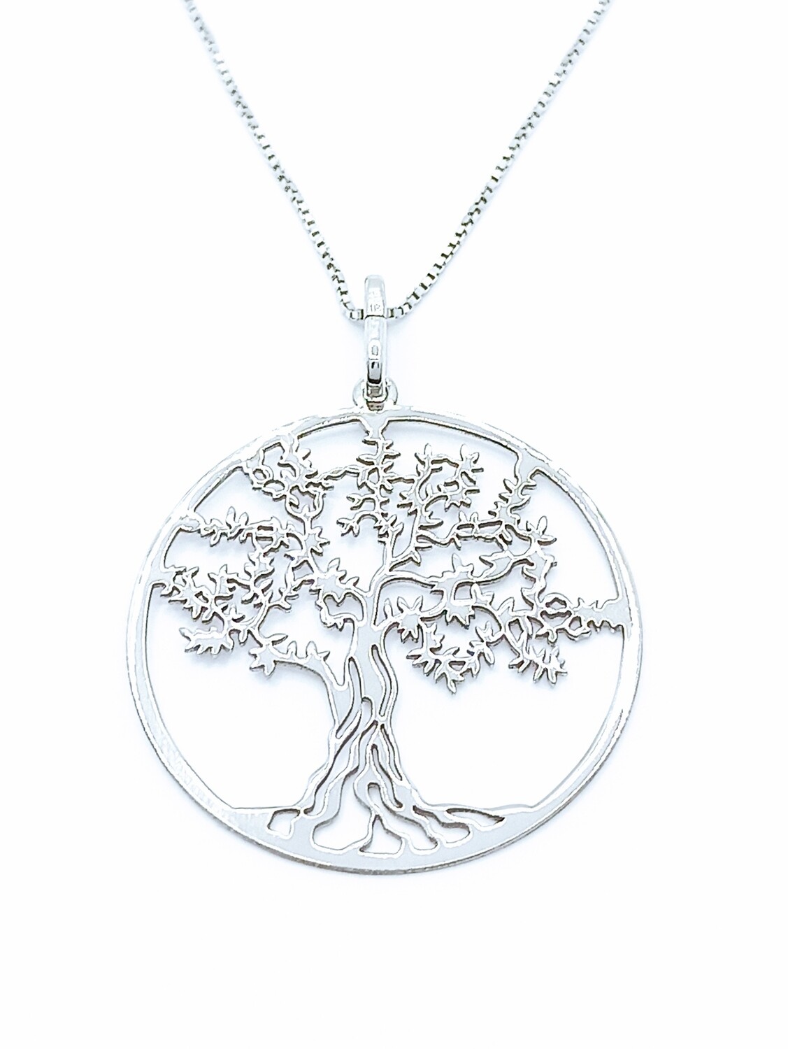 Silver 925 Tree Of Life necklcace, MODEL-SIZE-COLOR-CHAIN LENGTH: 1-Size: 2.5cm-White-Chain Length:45cm