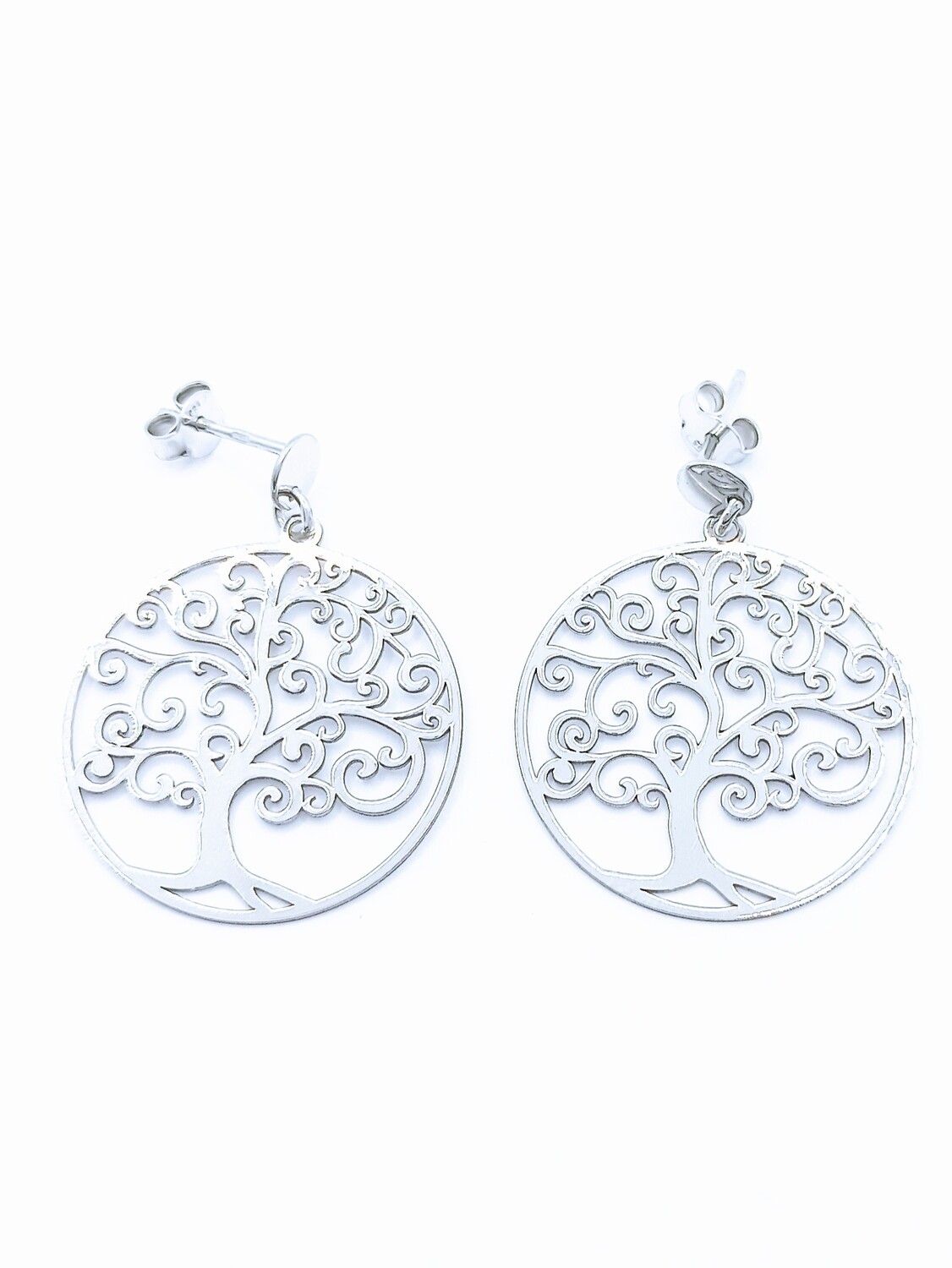 Silver 925 Tree Of Life diamond cut stud earrings