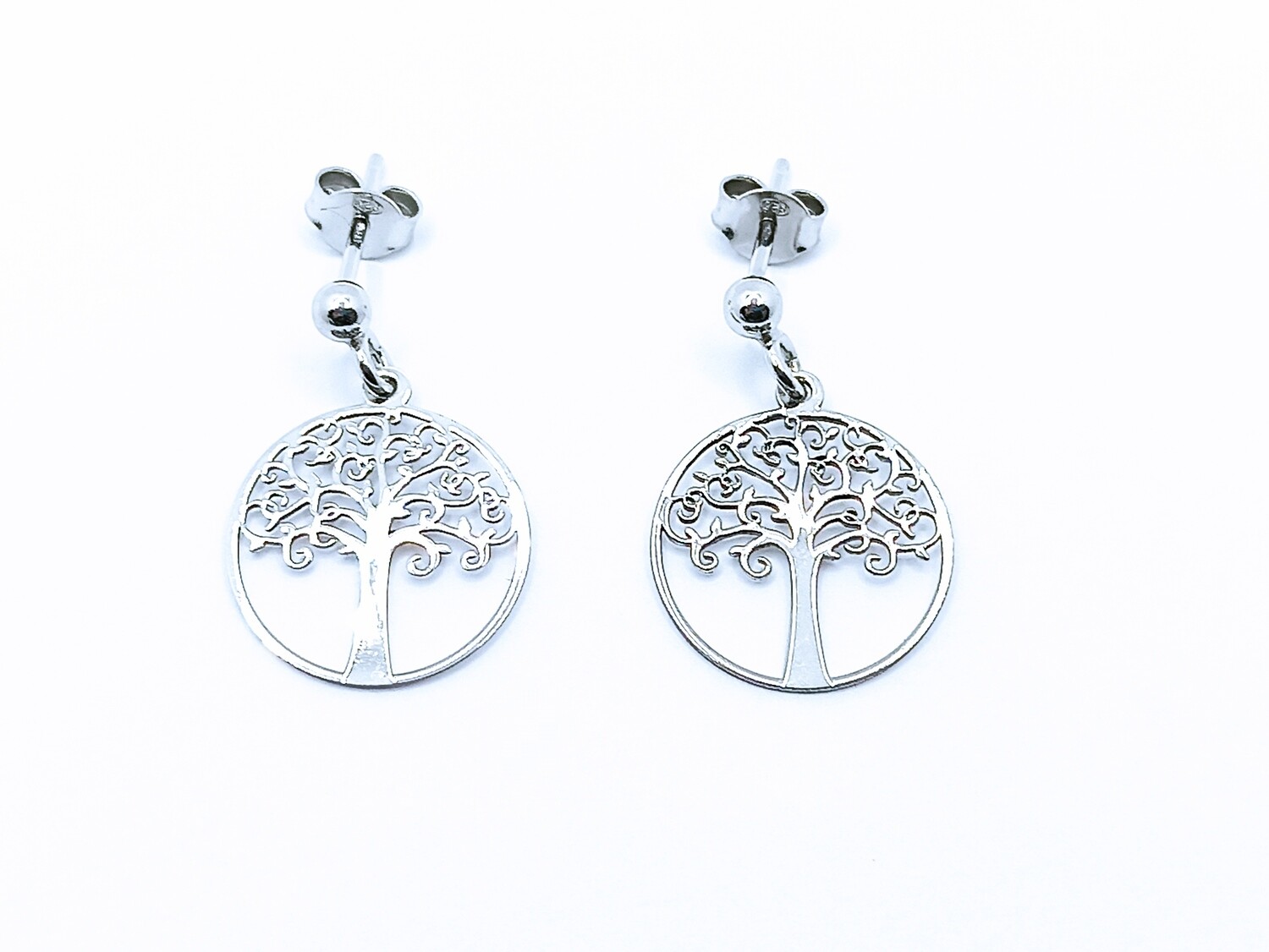 Silver 925 Tree Of Life small stud earrings, SIZE: 1 Tree Diameter : 1.3cm