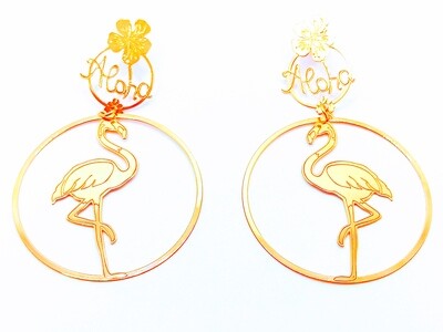 Silver 925 ALOHA FLAMINGO rose earrings