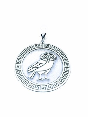 Silver 925 owl bird greek pendant