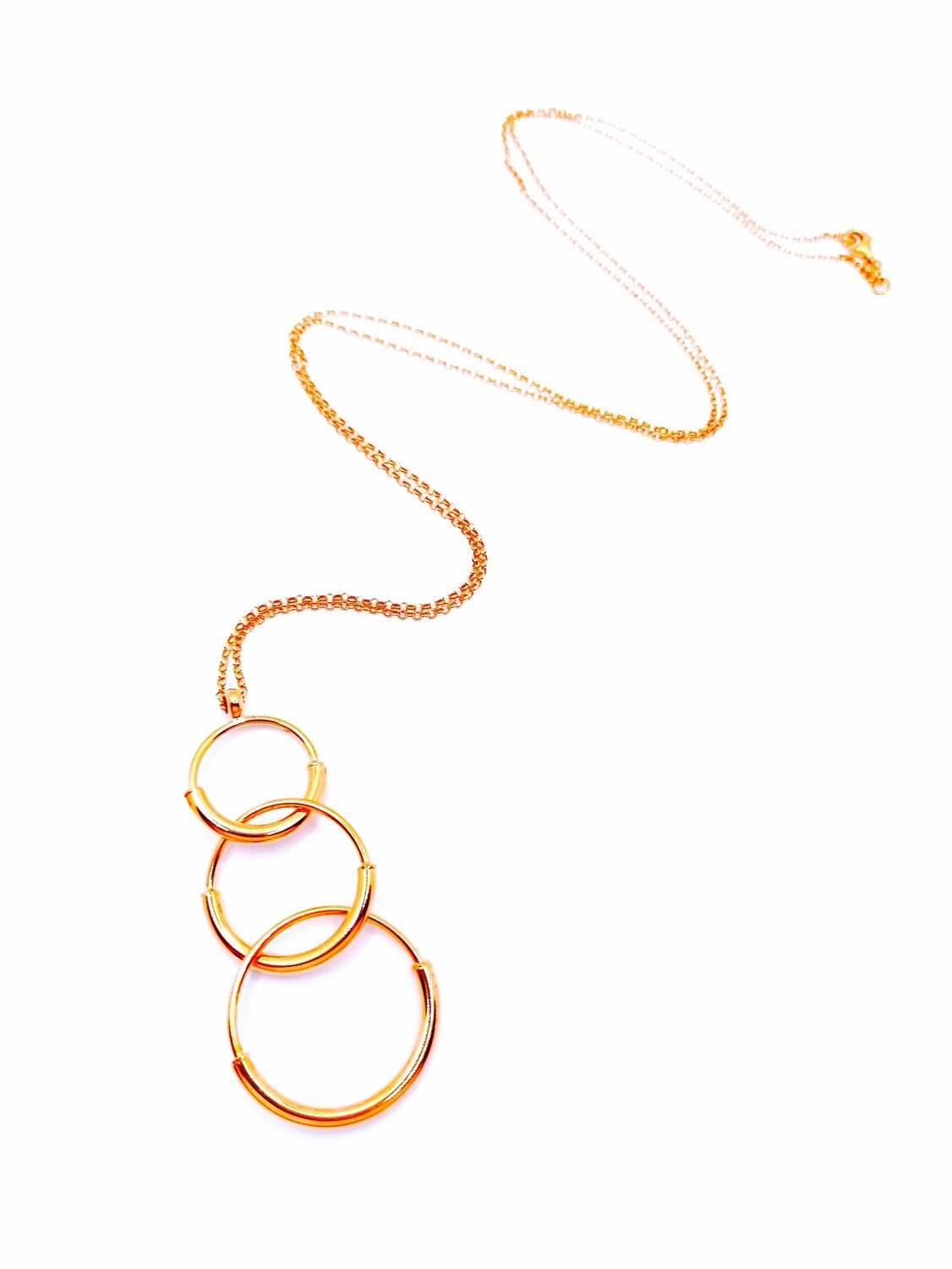 Silver 925 circle long rose necklace