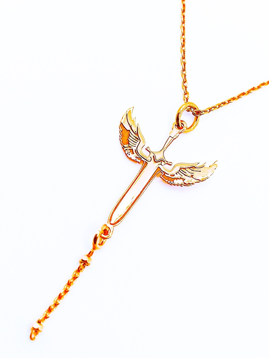 Silver 925 Angel design rose gold necklace, MODEL-SIZE: 1 Model  Height : 4cm-Width : 1.6cm