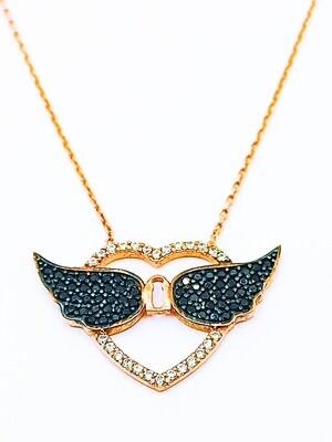 Silver 925 wings in a heart necklace