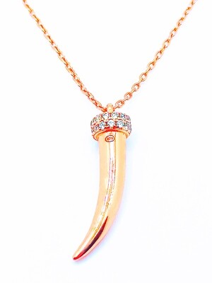 Silver 925 horn rose gold necklace