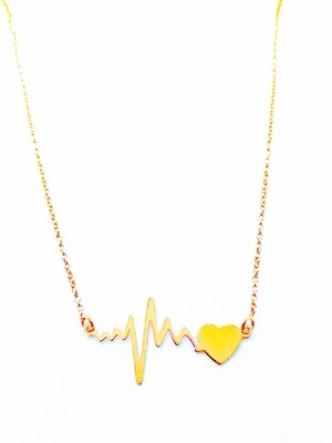 Silver 925 heart beat  necklace