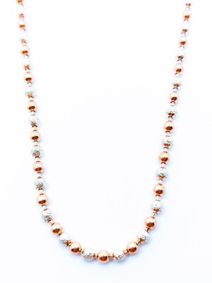 Silver 925 2 color ball diamond cut necklace  41cm