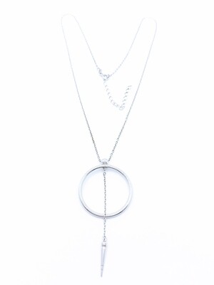 Silver 925 tie necklace circle with hanging element