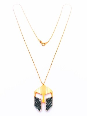 Silver 925 Spartan Gladiator Helmet rose necklace