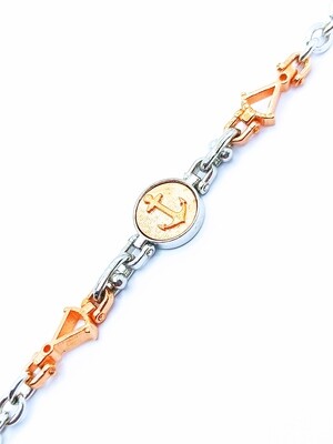 Silver 925 handmade anker-ship compass  mens bracelet