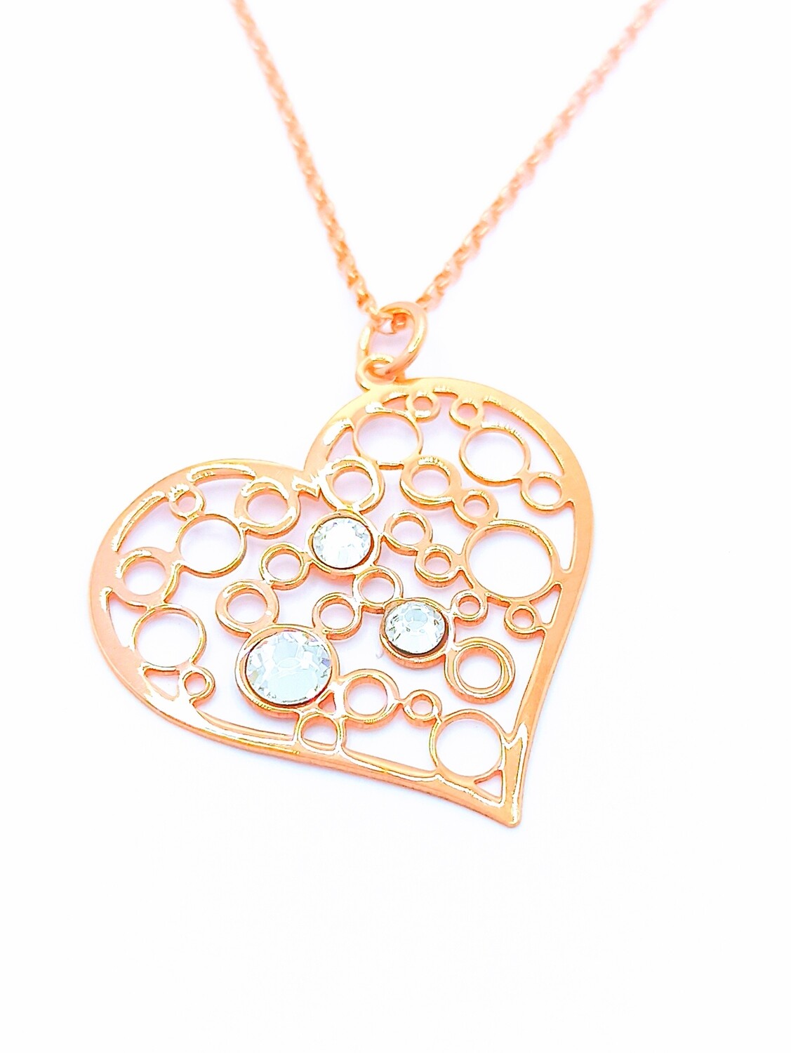 Silver 925 heart stone necklace