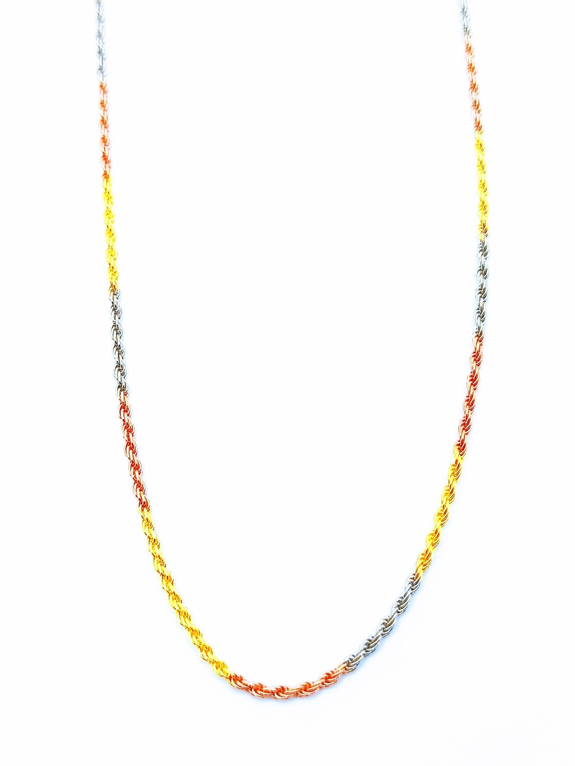 Silver 925 3 color round twist necklace