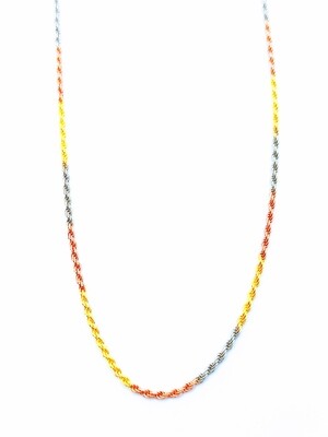 Silver 925 3 color round twist necklace