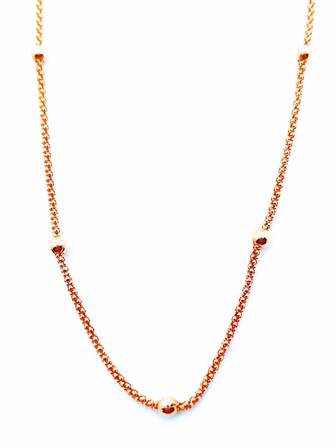 Silver 925 rose ball chain long necklace