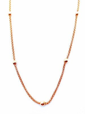 Silver 925 rose ball chain long necklace