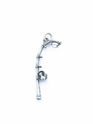 Silver 925 fishing rod pendant oxidized