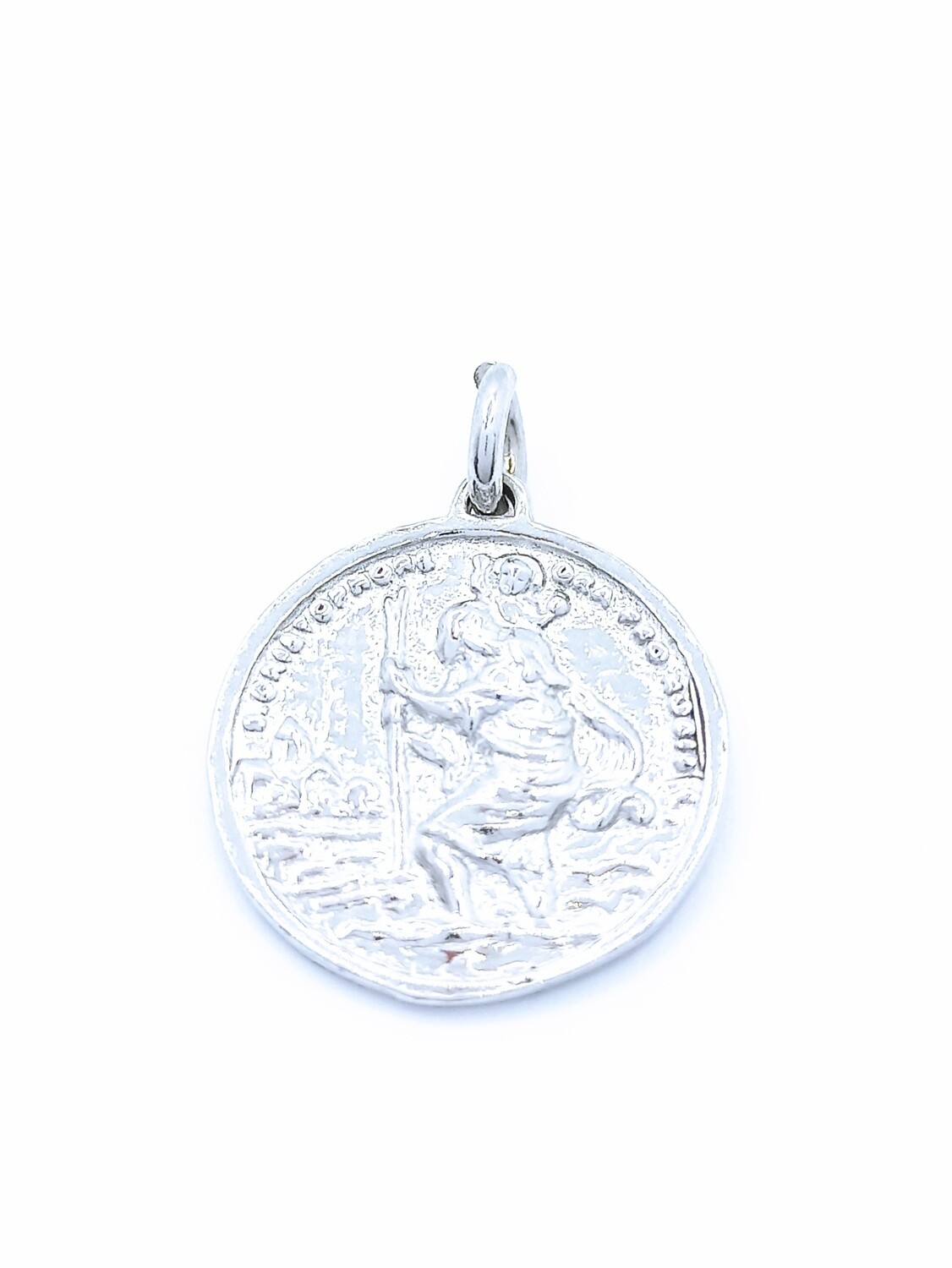 Silver 925 handmade Saint Christopher round coin pendant