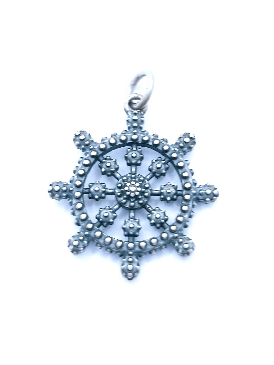 Silver 925 ship steering wheel solid pendant
