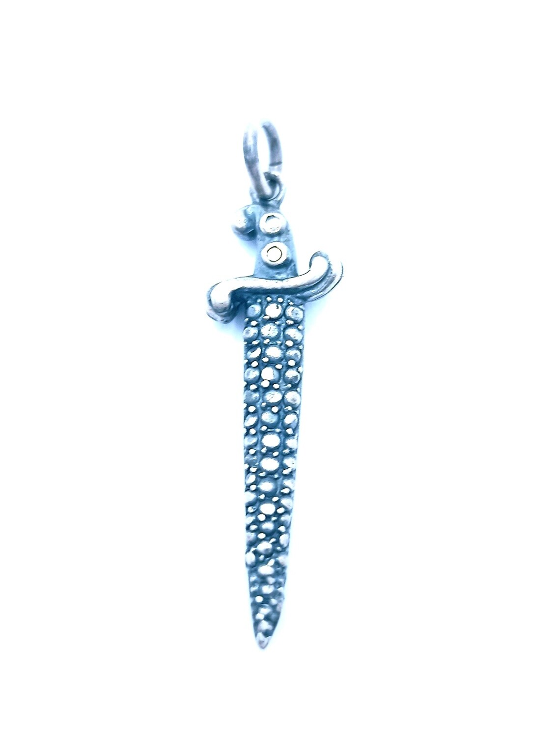 Silver 925 sword or saw pendant oxidized