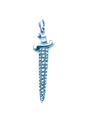 Silver 925 sword or saw pendant oxidized