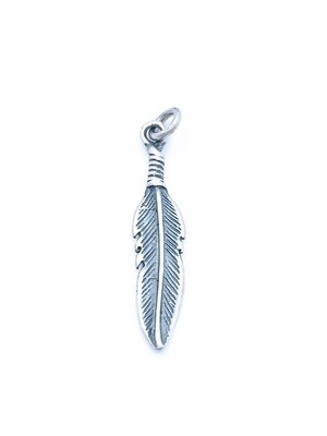 Silver 925 solid feather pendant oxidized