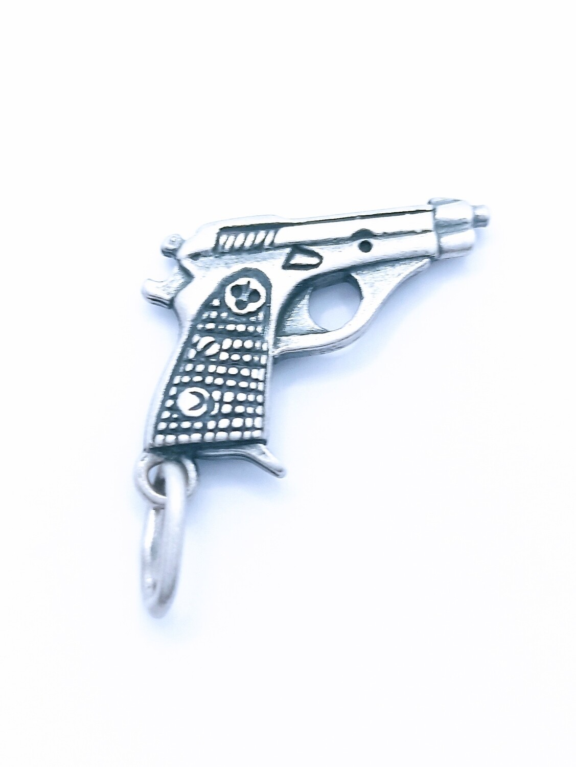 Silver 925 gun double side pendant oxidized