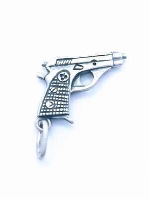 Silver 925 gun double side pendant oxidized